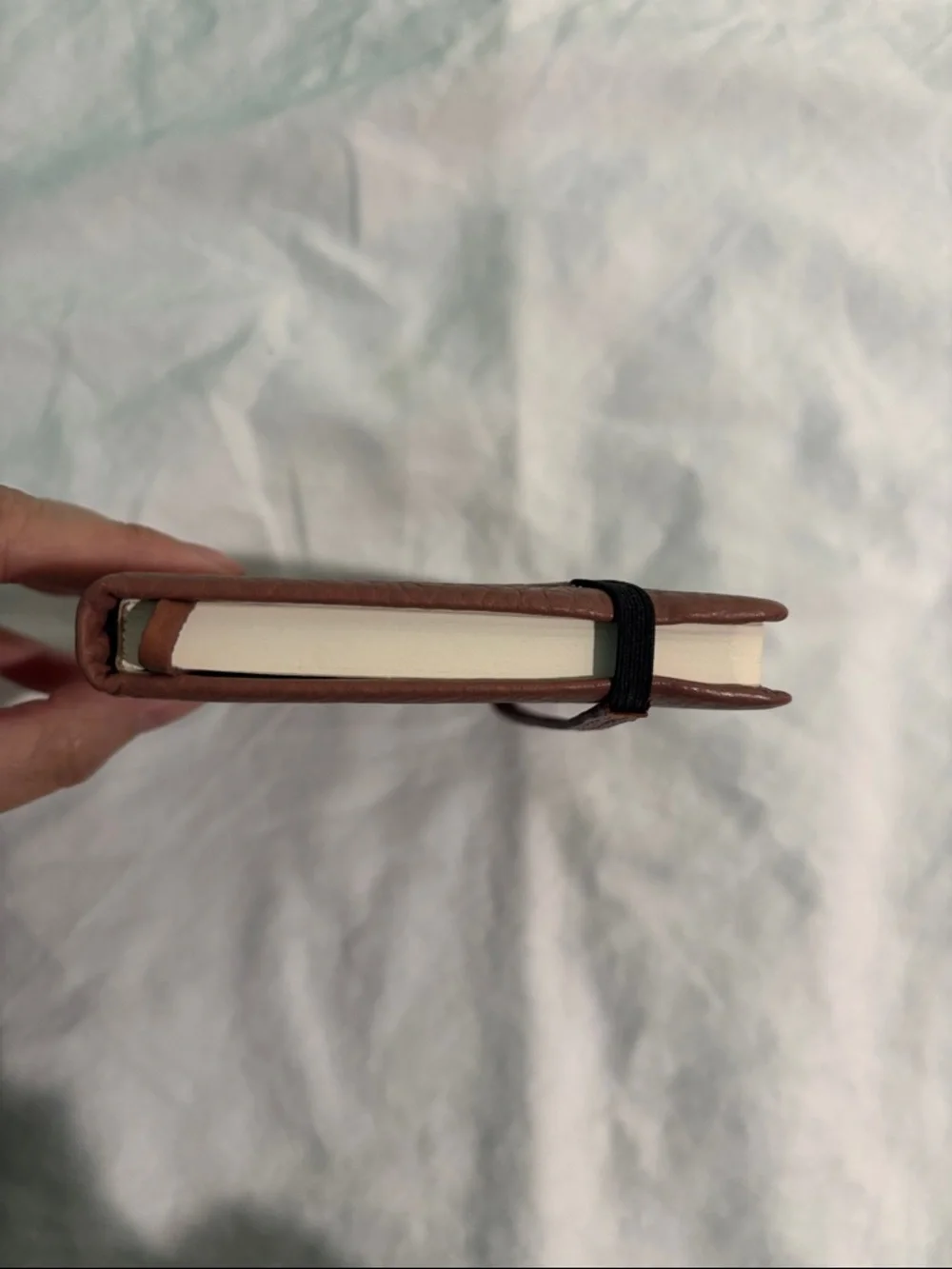 Mulberry Clay Brown Pebbled Leather Notebook with Bookmark and Elastic Strap